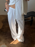 Linen and cotton wide leg pants - White