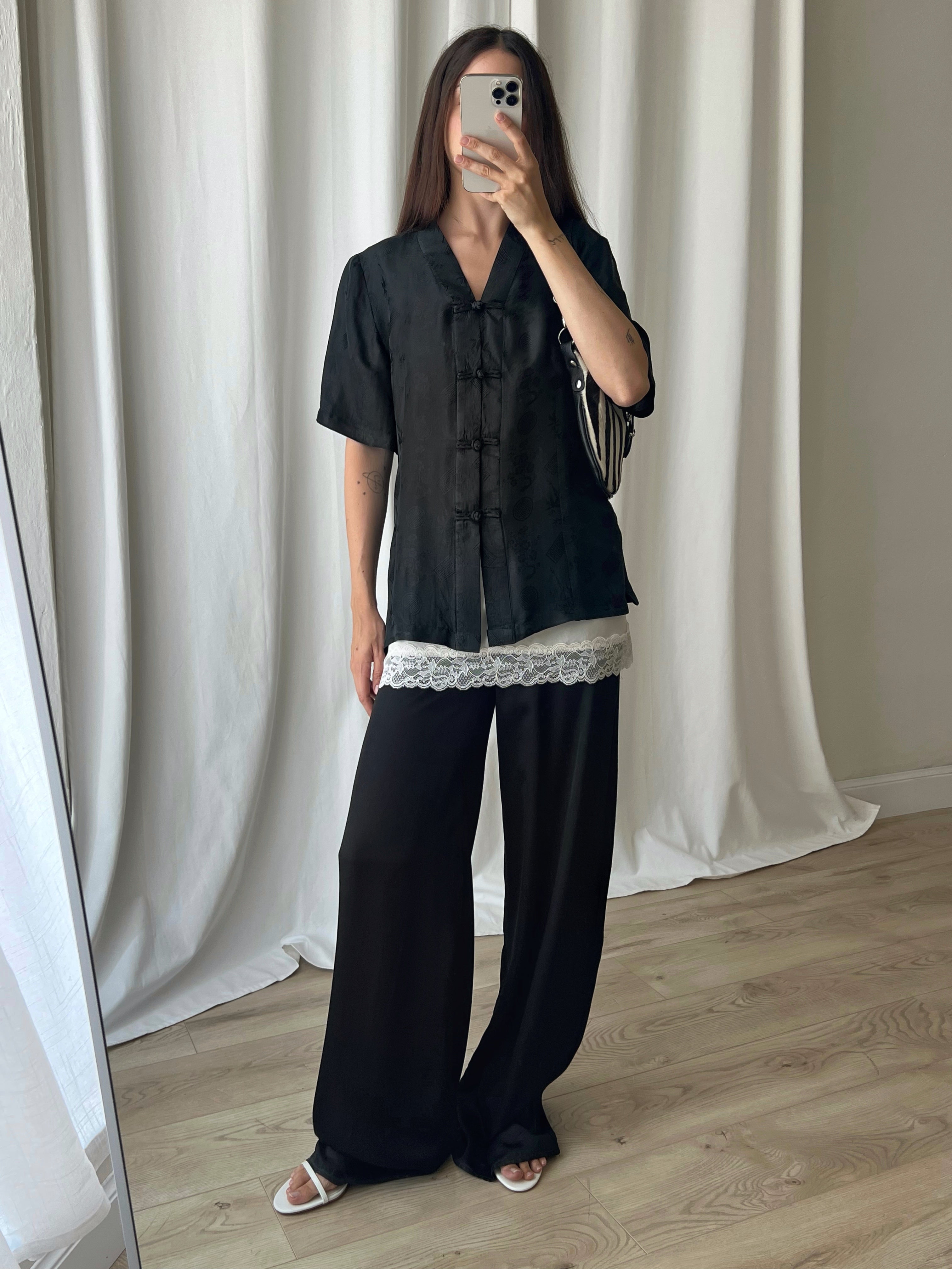 Pure silk oriental black shirt