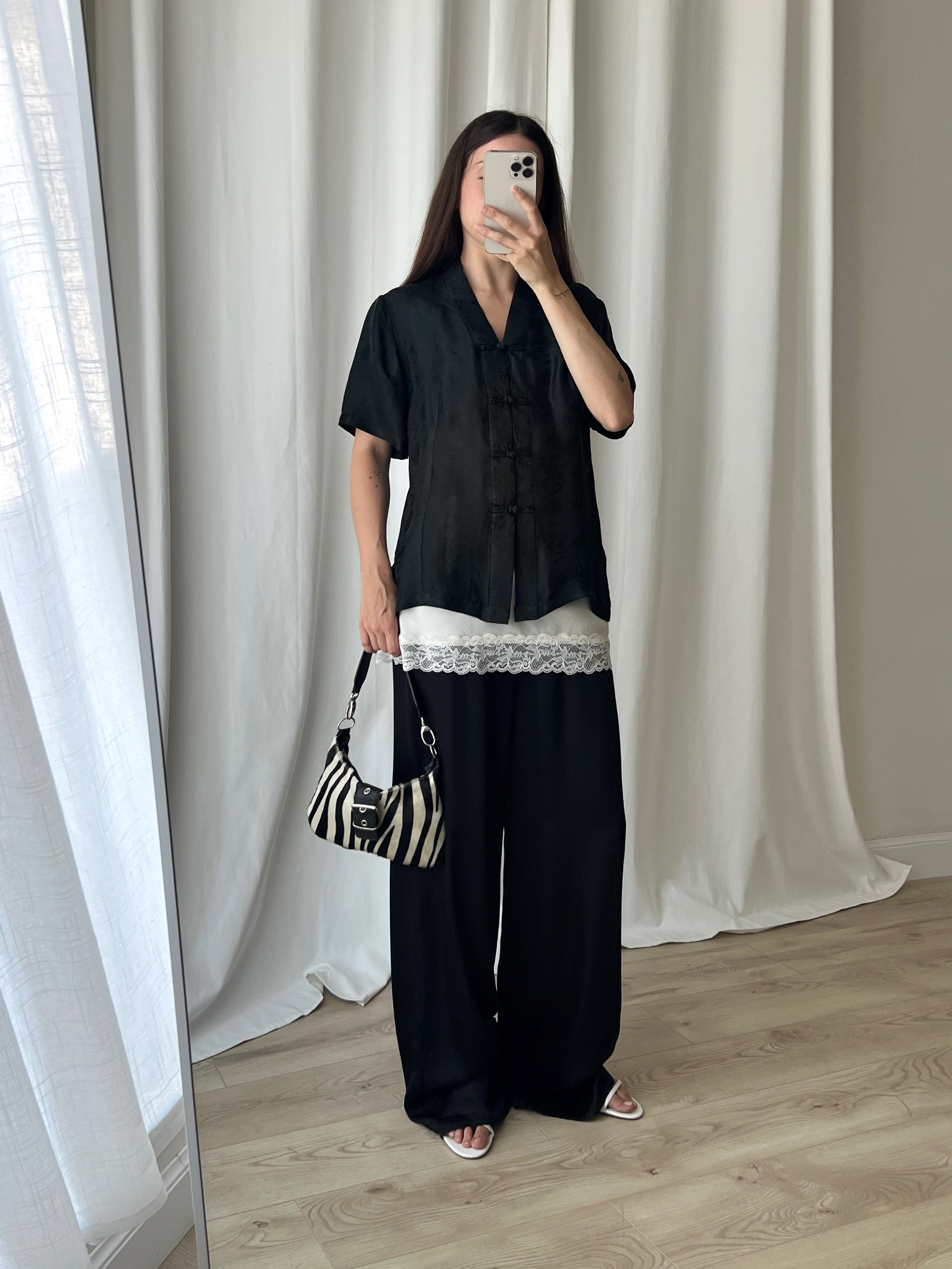 Pure silk oriental black shirt