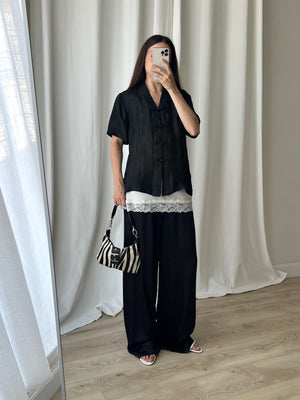 Pure silk oriental black shirt