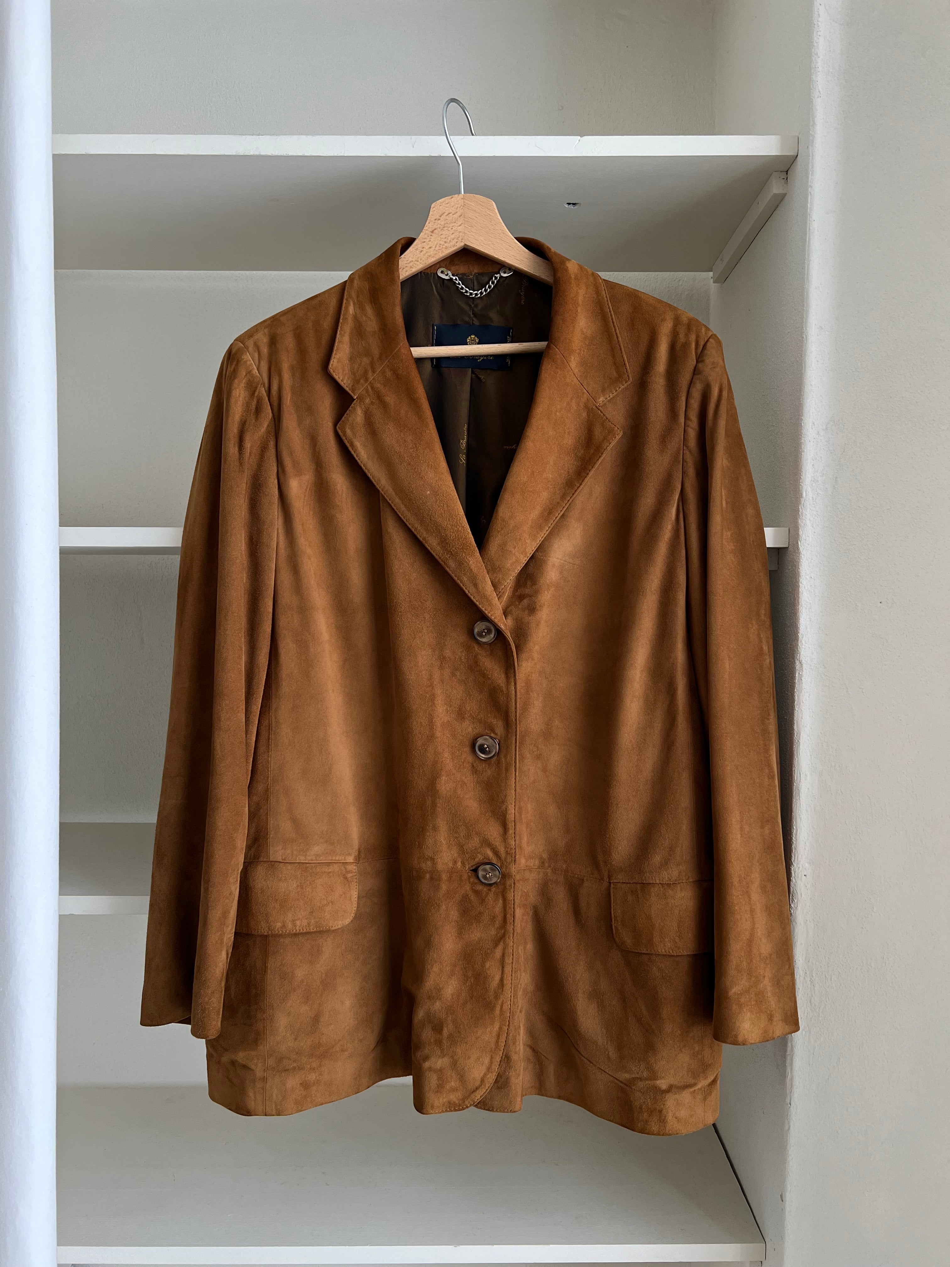 Real suede leather brown blazer