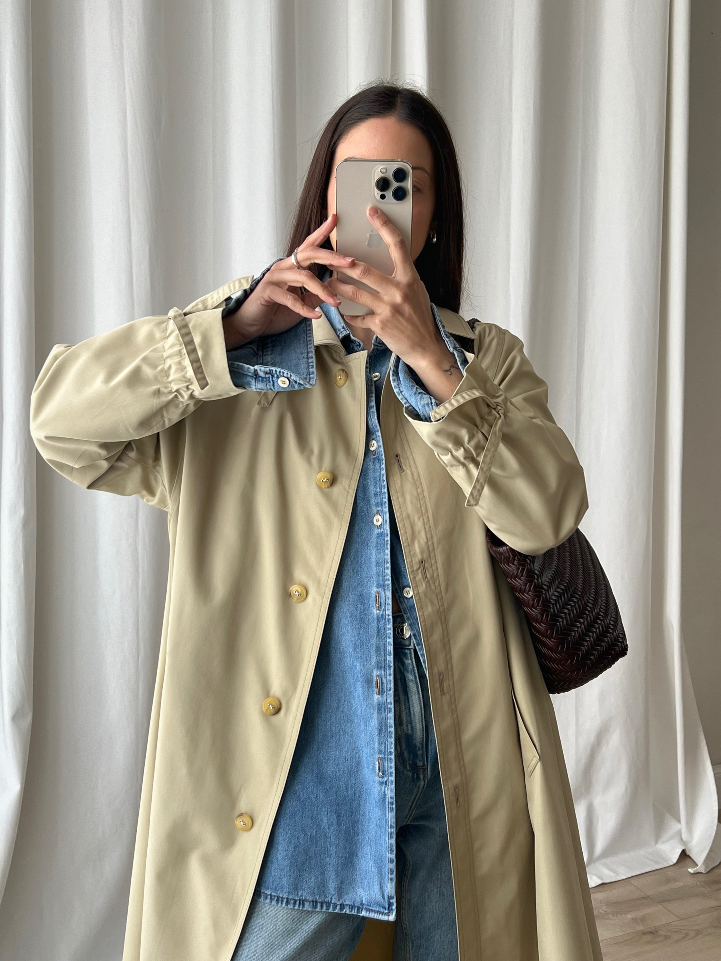 Cotton blend beige trench