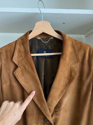 Real suede leather brown blazer