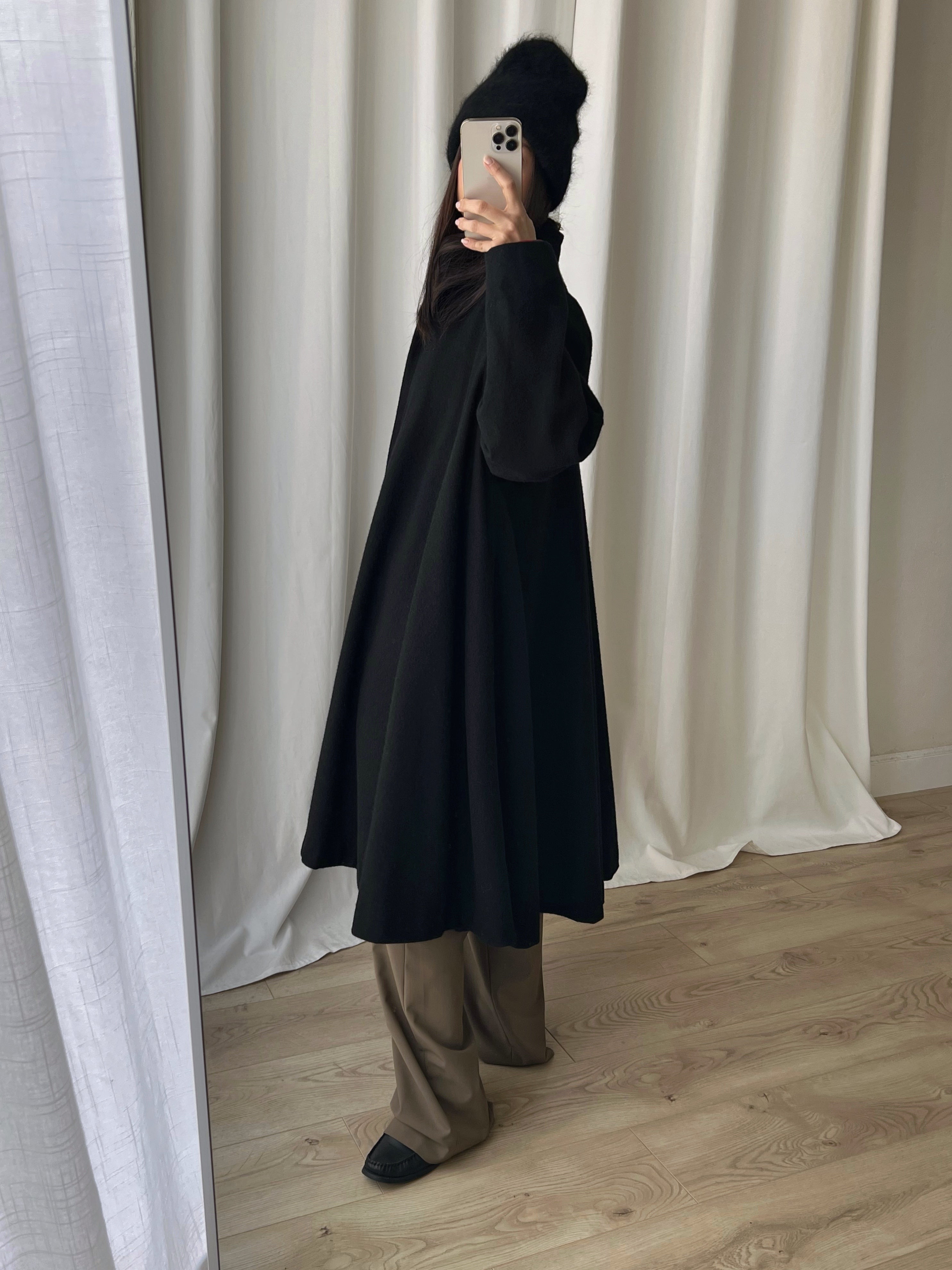 Tailored pure wool cape coat