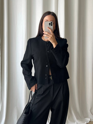 100% Wool black crop jacket