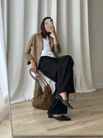 Woven real leather black mule