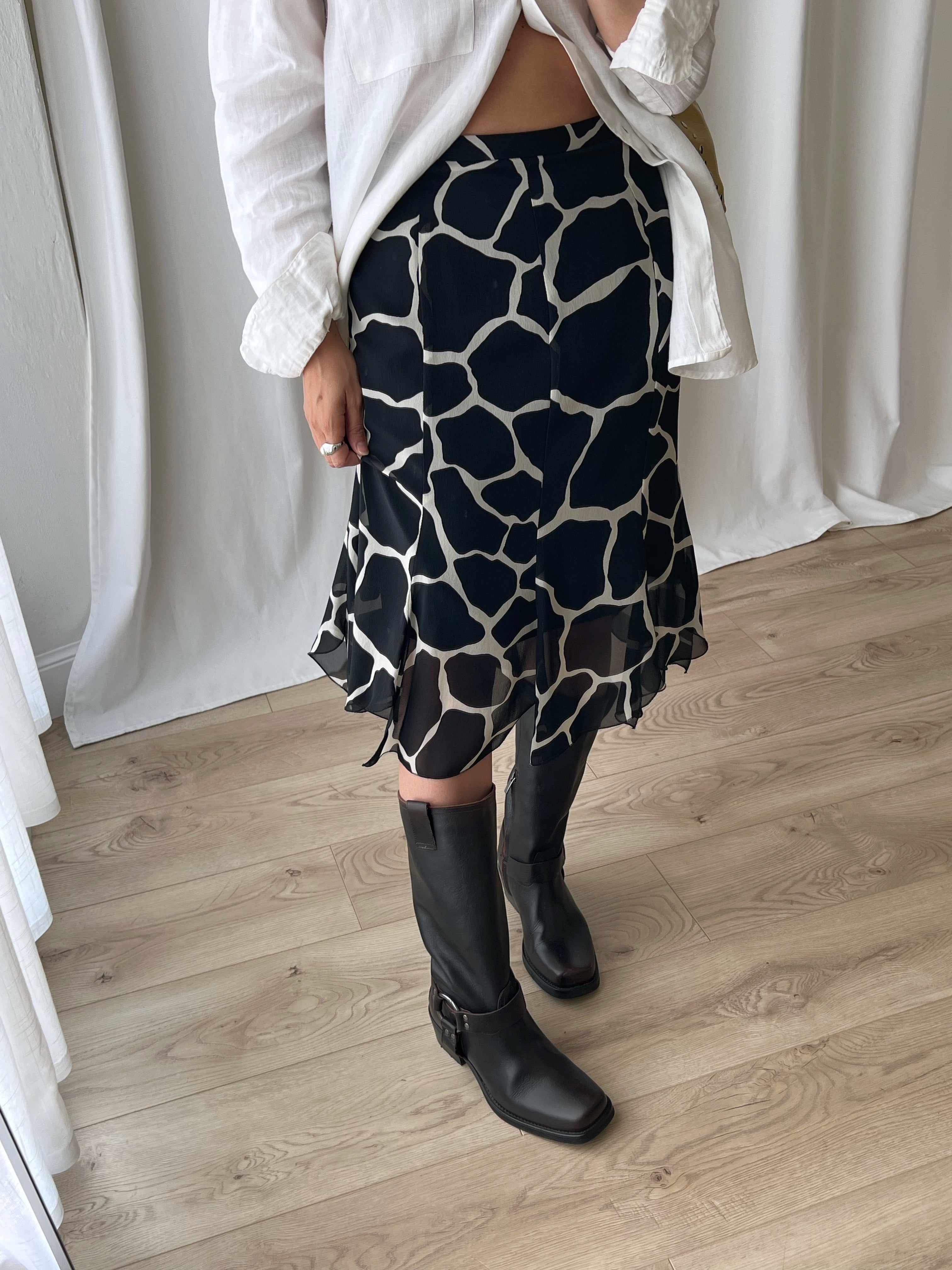 100% silk animalier skirt