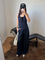 Silk & viscose liquid pants - Navy