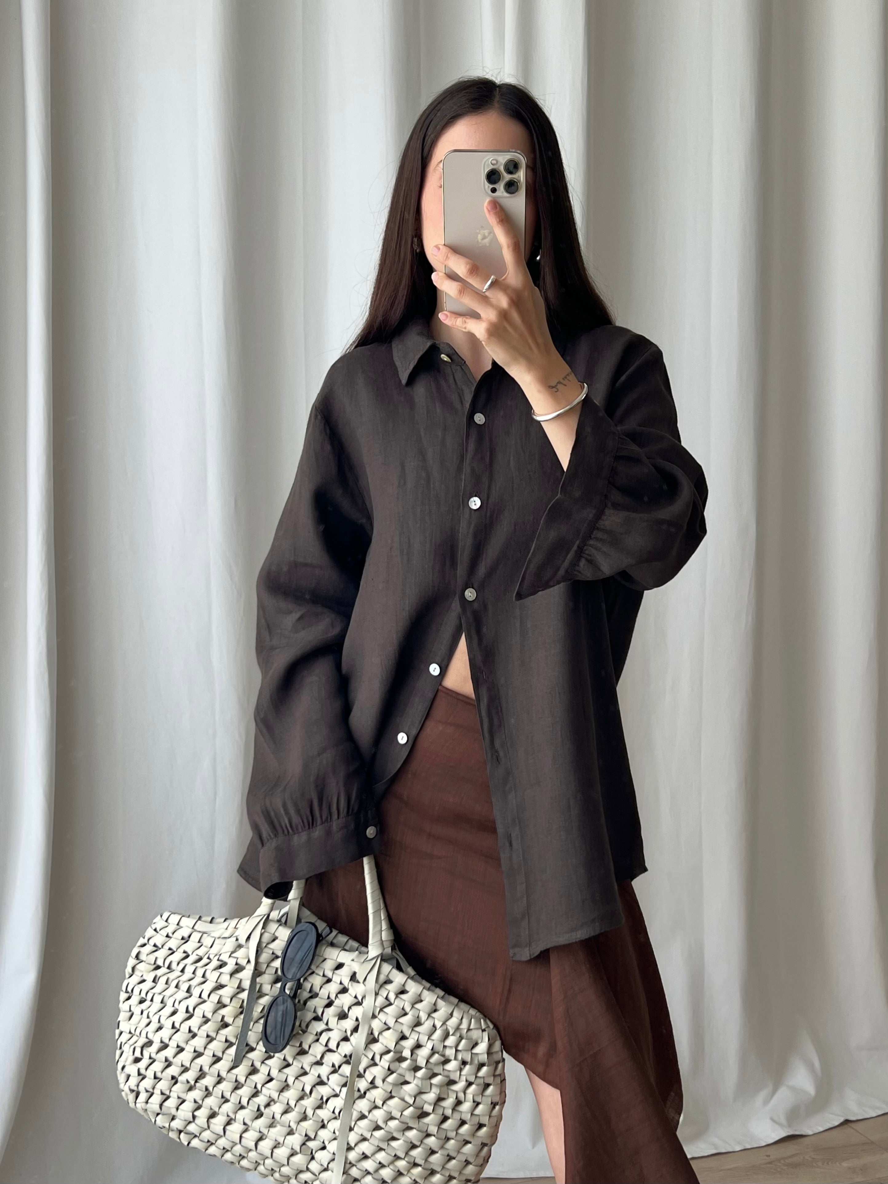 100% Linen comfy shirt - Espresso