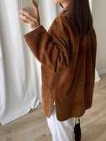 Real suede leather light brown jacket