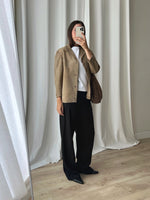 Real suede leather beige jacket