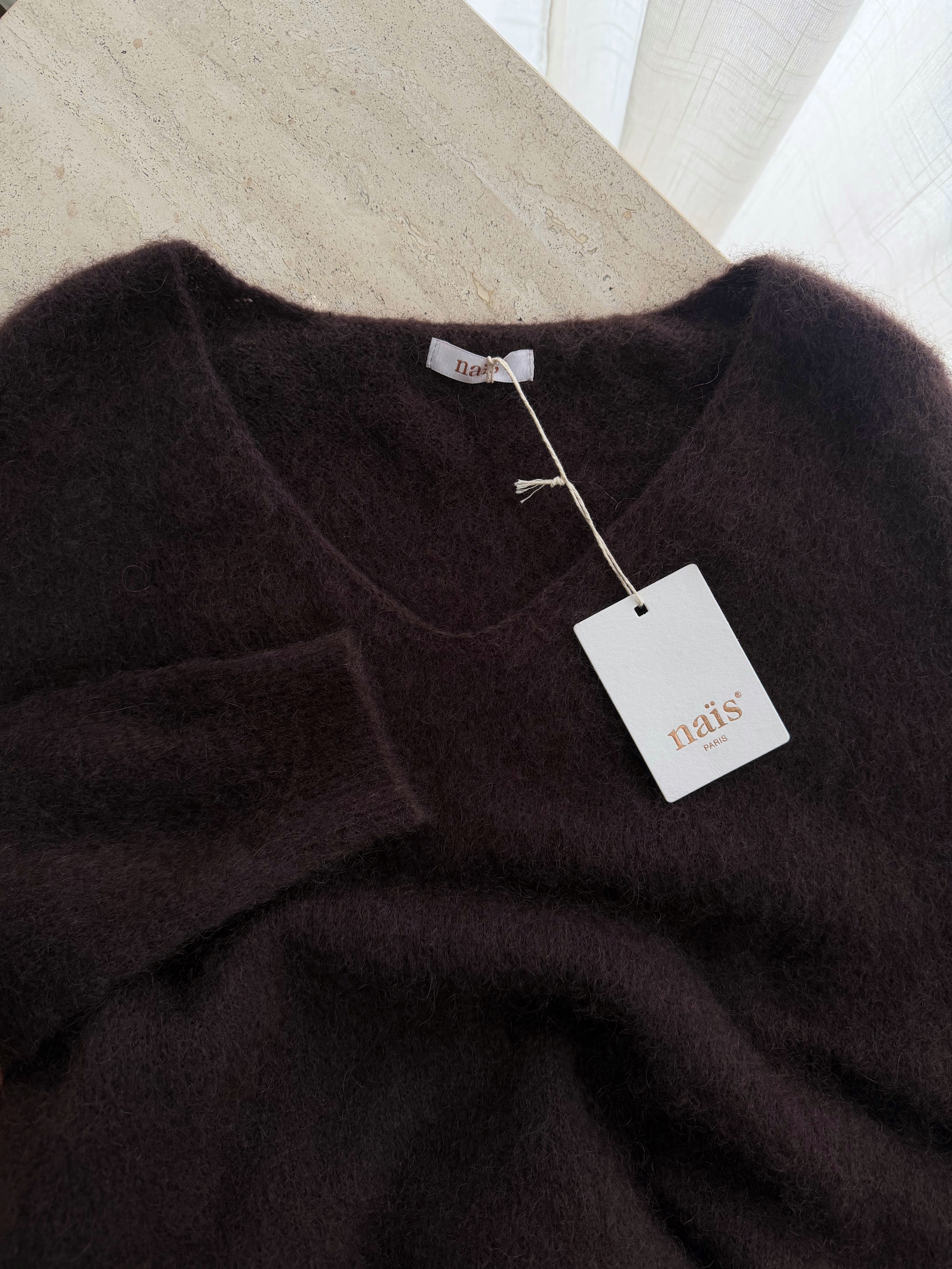Kid mohair and wool soft pull - Fondente
