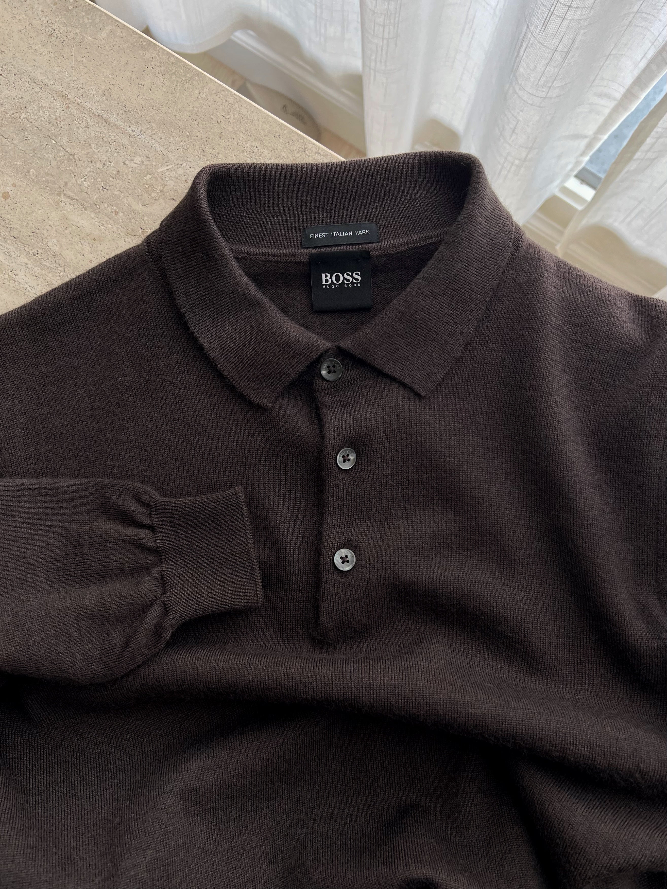 Boss pure wool chocolate polo