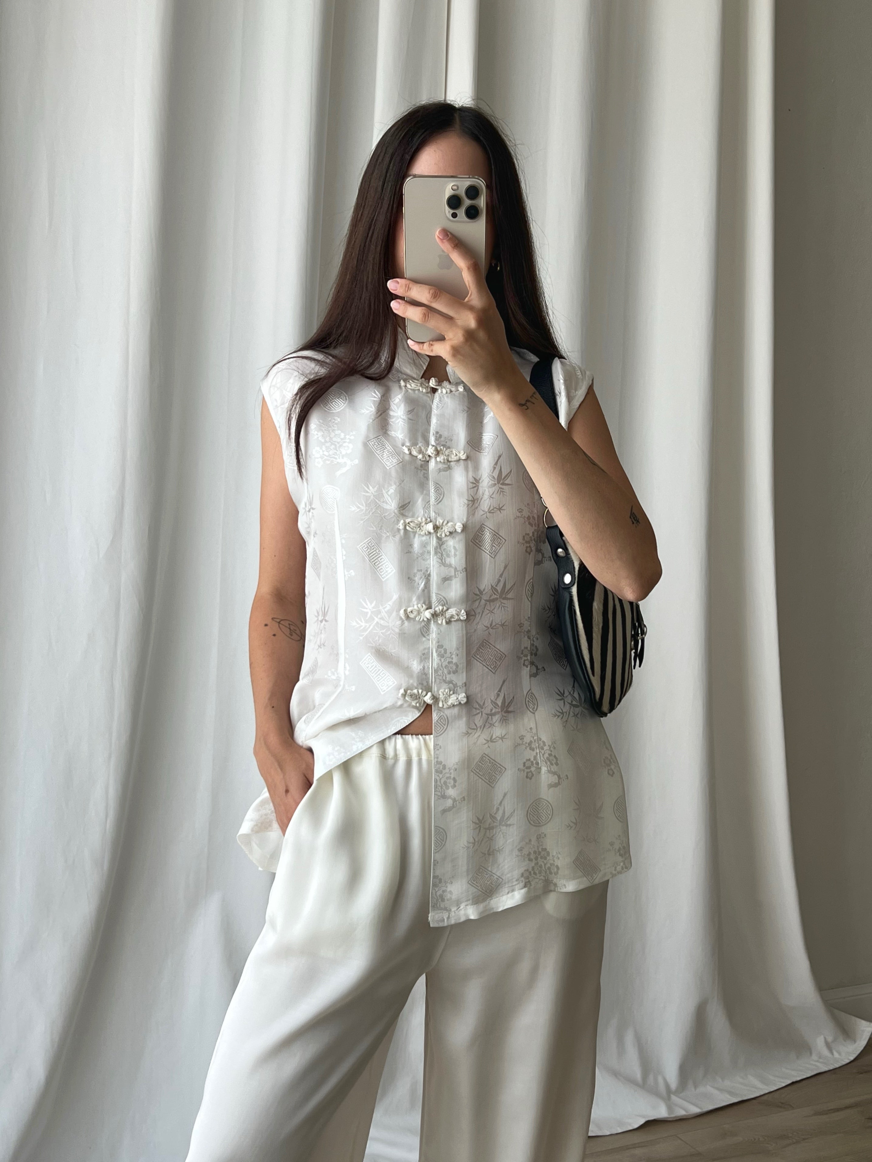 Pure silk oriental white shirt