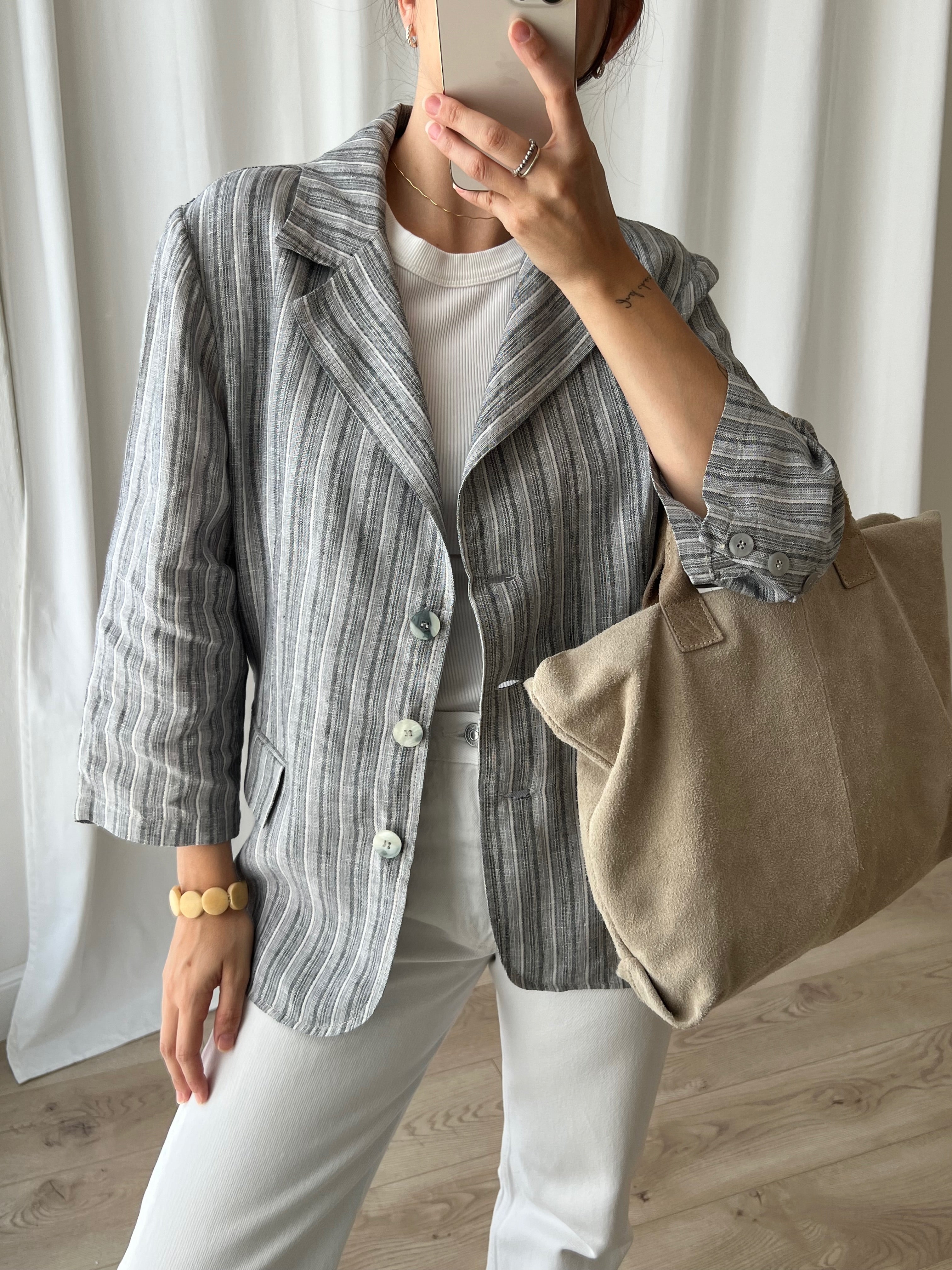 Made in Italy 100% linen striped blazer