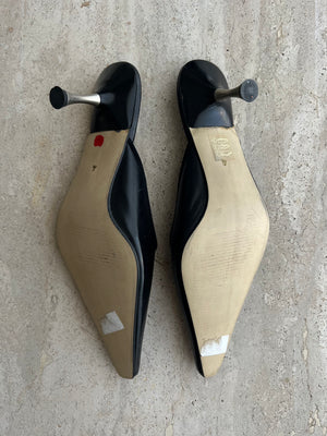 Real leather black mule