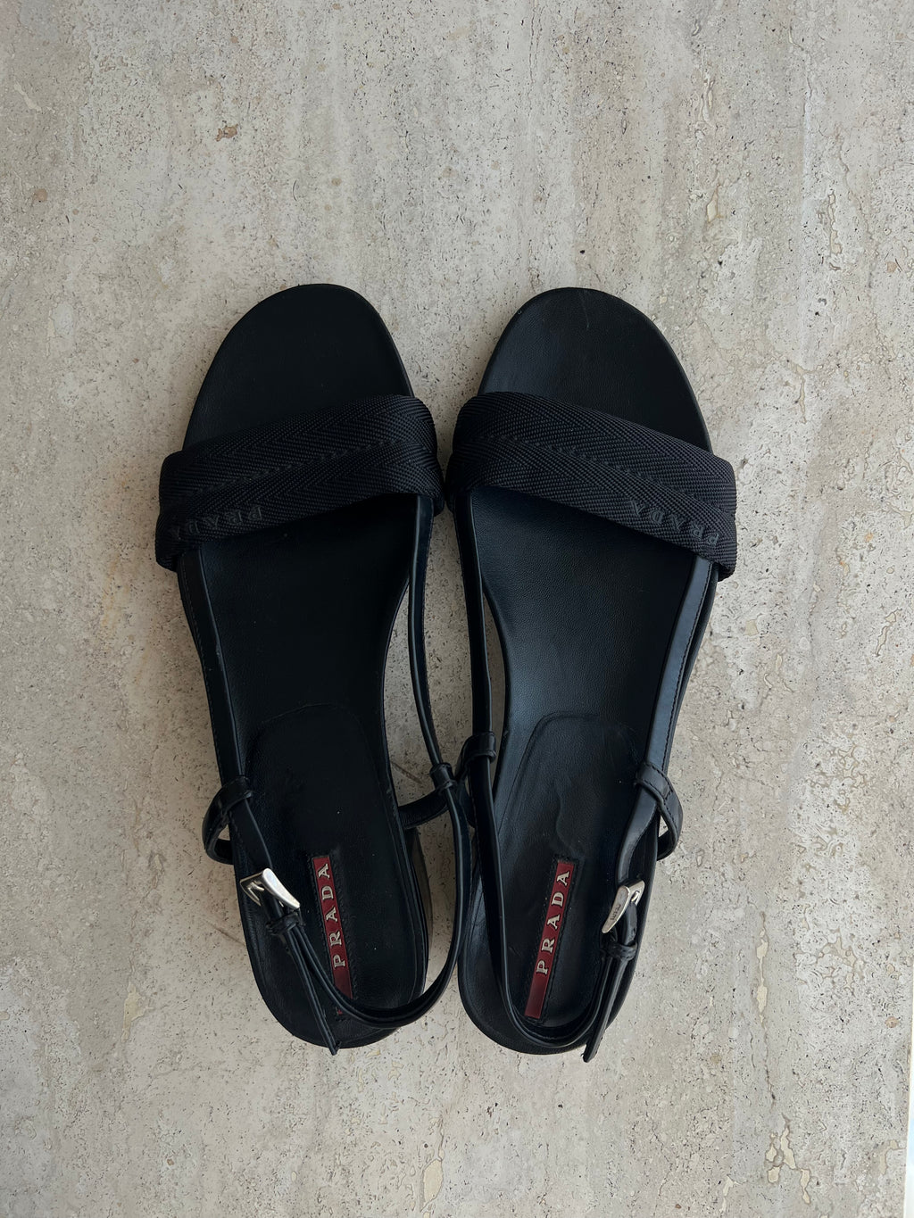 Prada leather black sandals