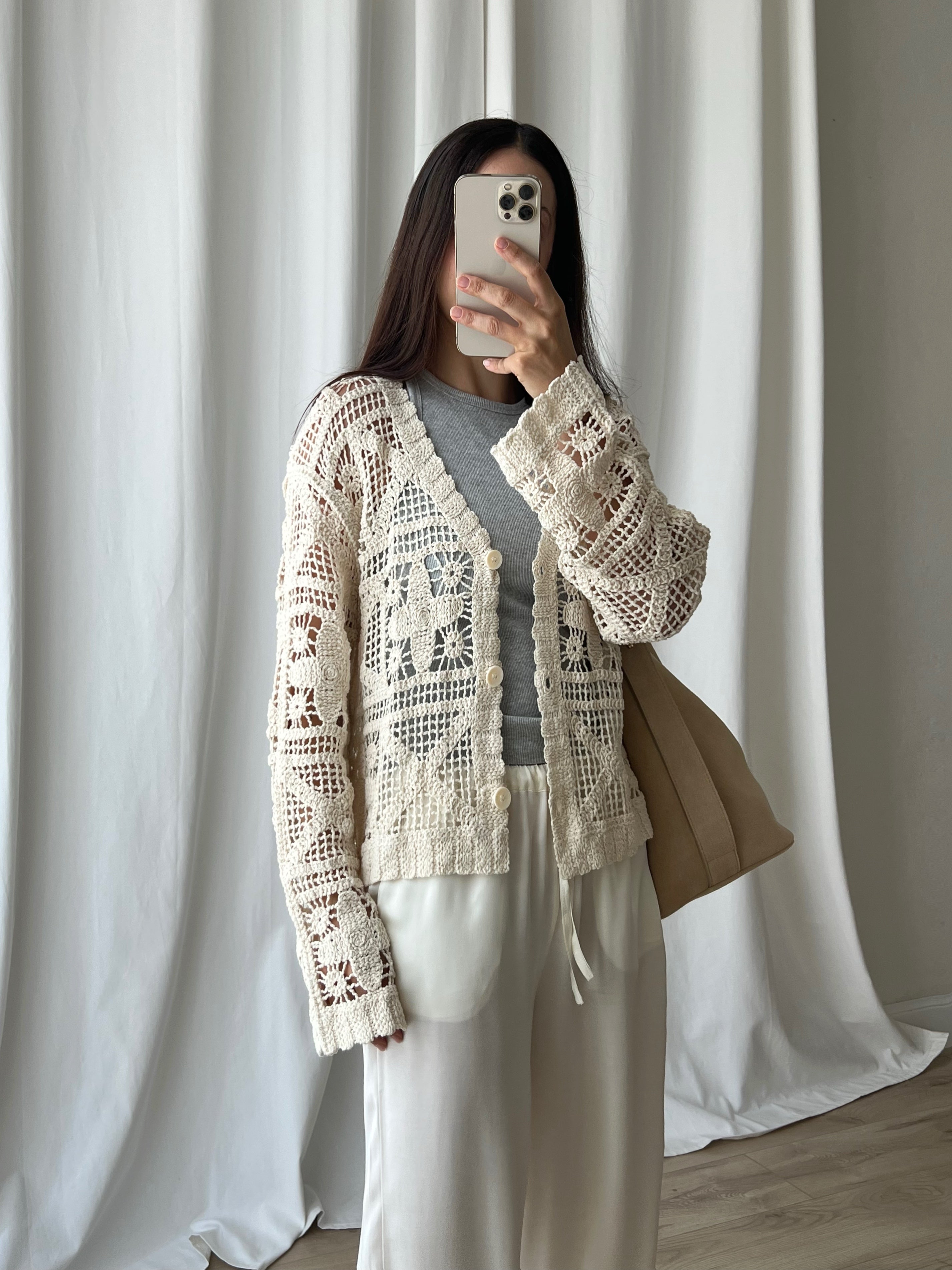Crochet beige cardigan