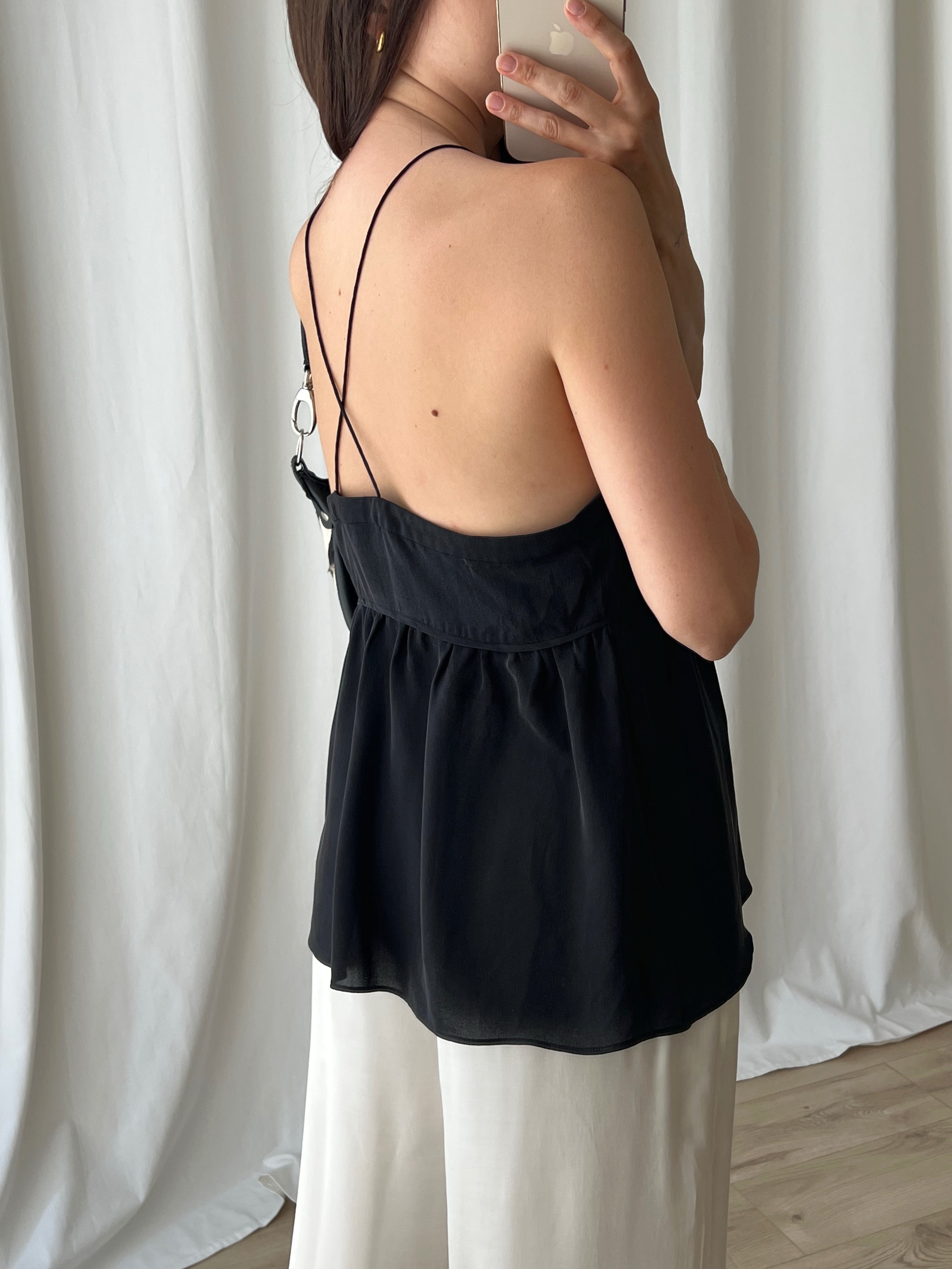 Blunauta pure silk black top