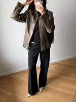 Real leather distressed biker jacket