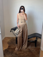 Silk & viscose liquid pants - Camel