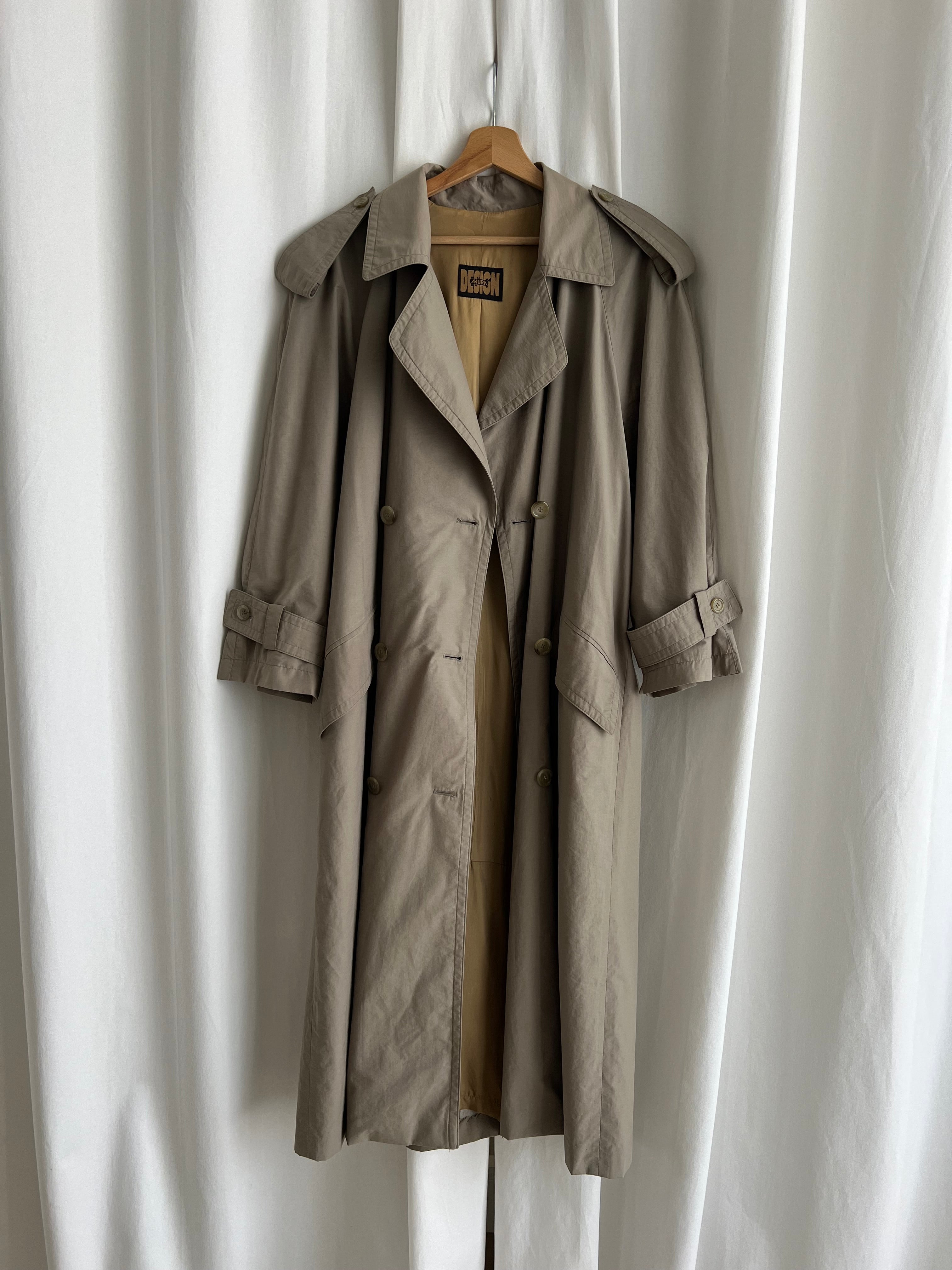 Cotton blend green long trench