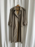 Cotton blend green long trench