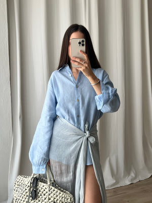 100% Linen comfy shirt - Cielo