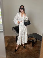 Oriental liquid midi skirt - White
