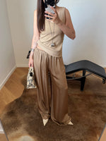Silk & viscose liquid pants - Camel