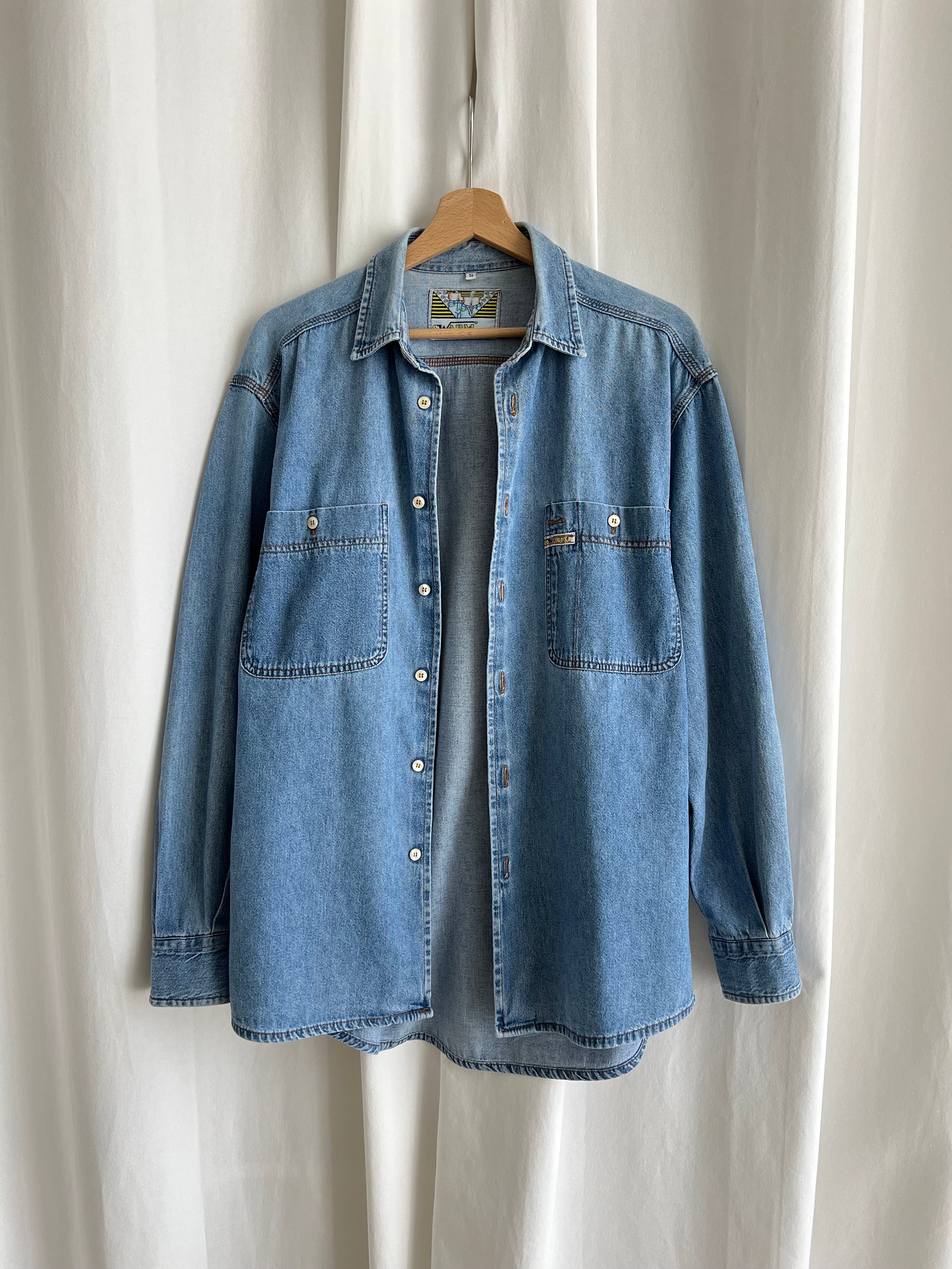 Pure cotton genderless denim shirt