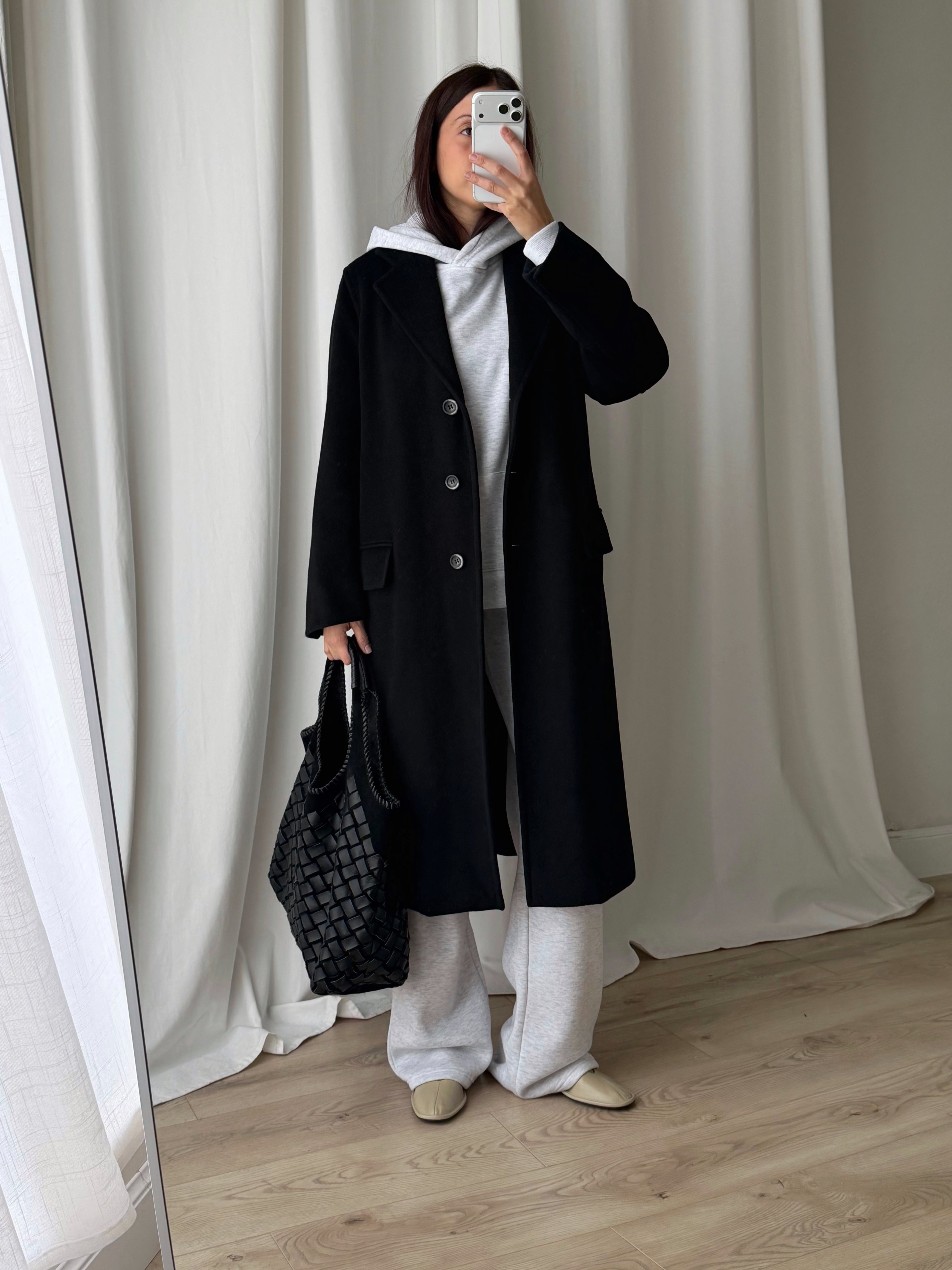 Marella wool and angora black coat