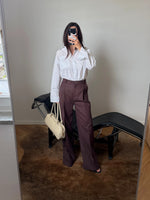 Tailored 100% linen pants - Cacao