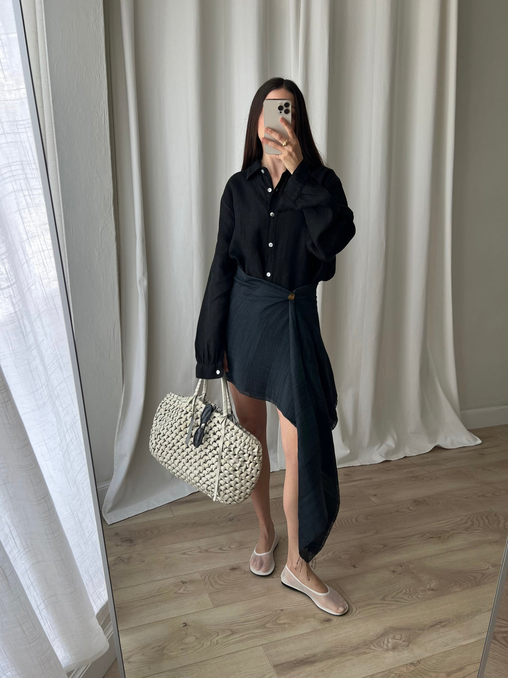 Cotton & silk pareo - Black