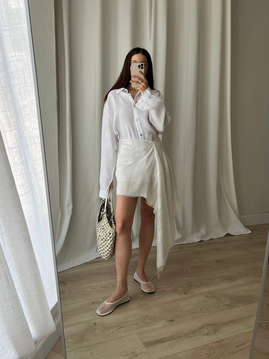 Cotton & silk pareo - White