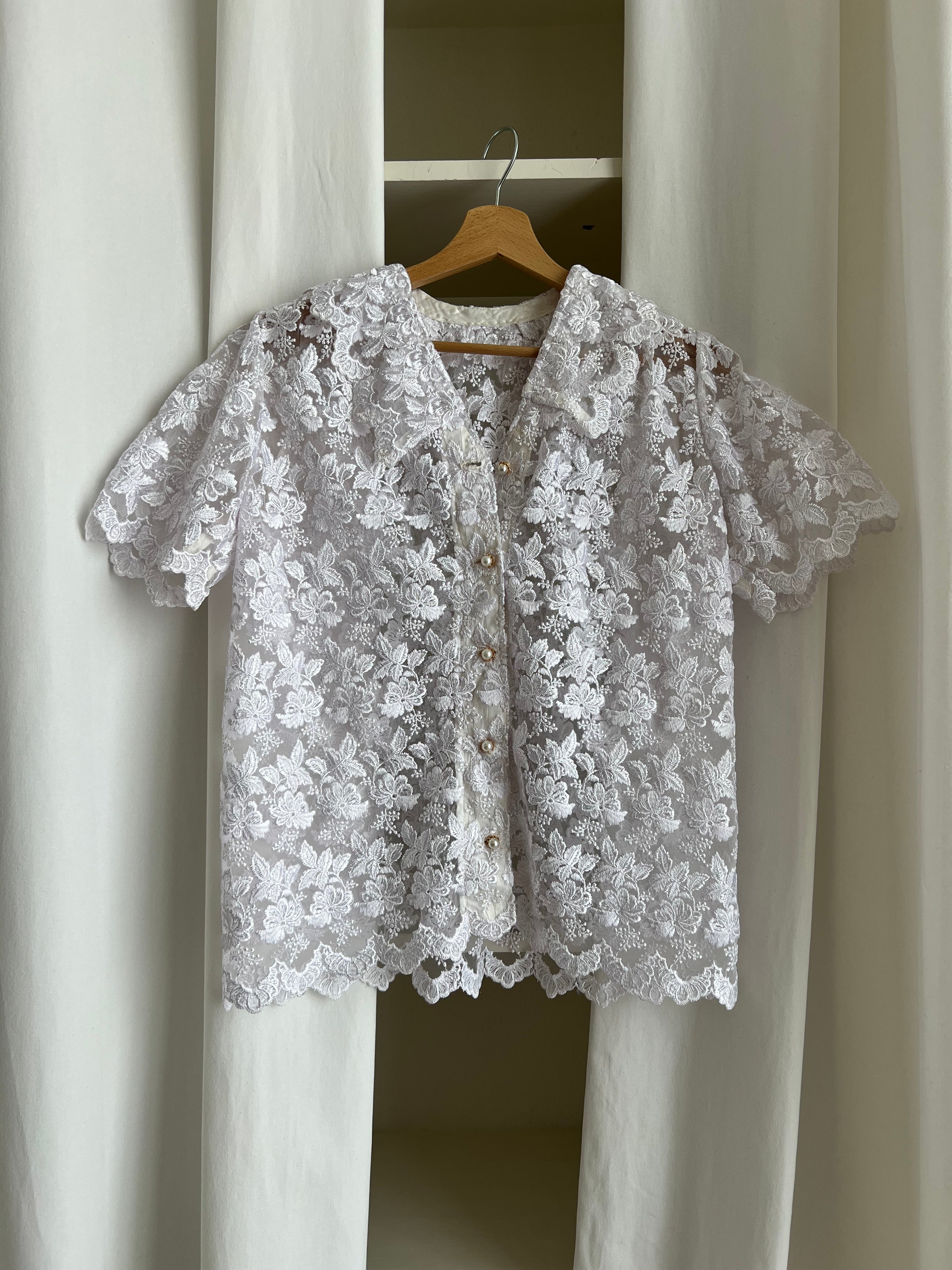 Handmade sheer lace shirt