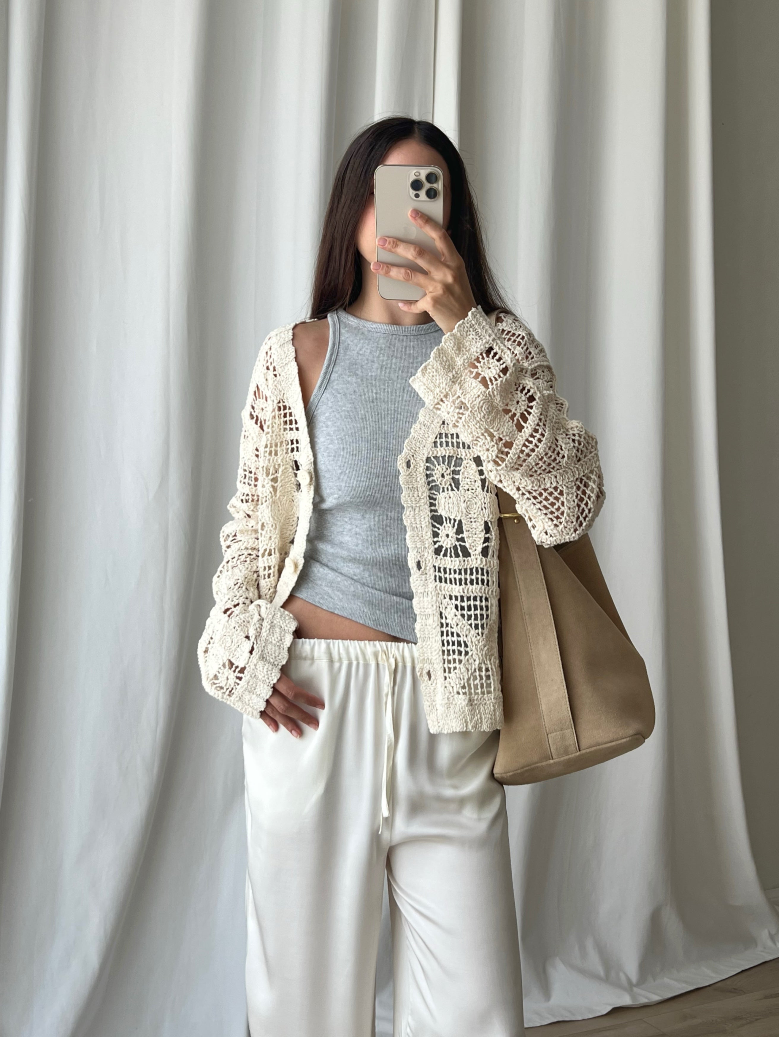 Crochet beige cardigan