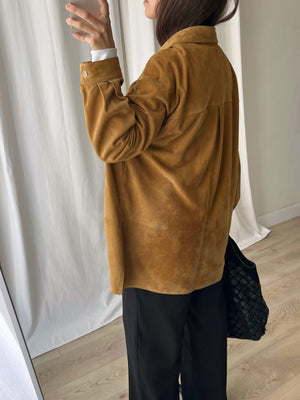 Real suede leather light brown jacket/shirt