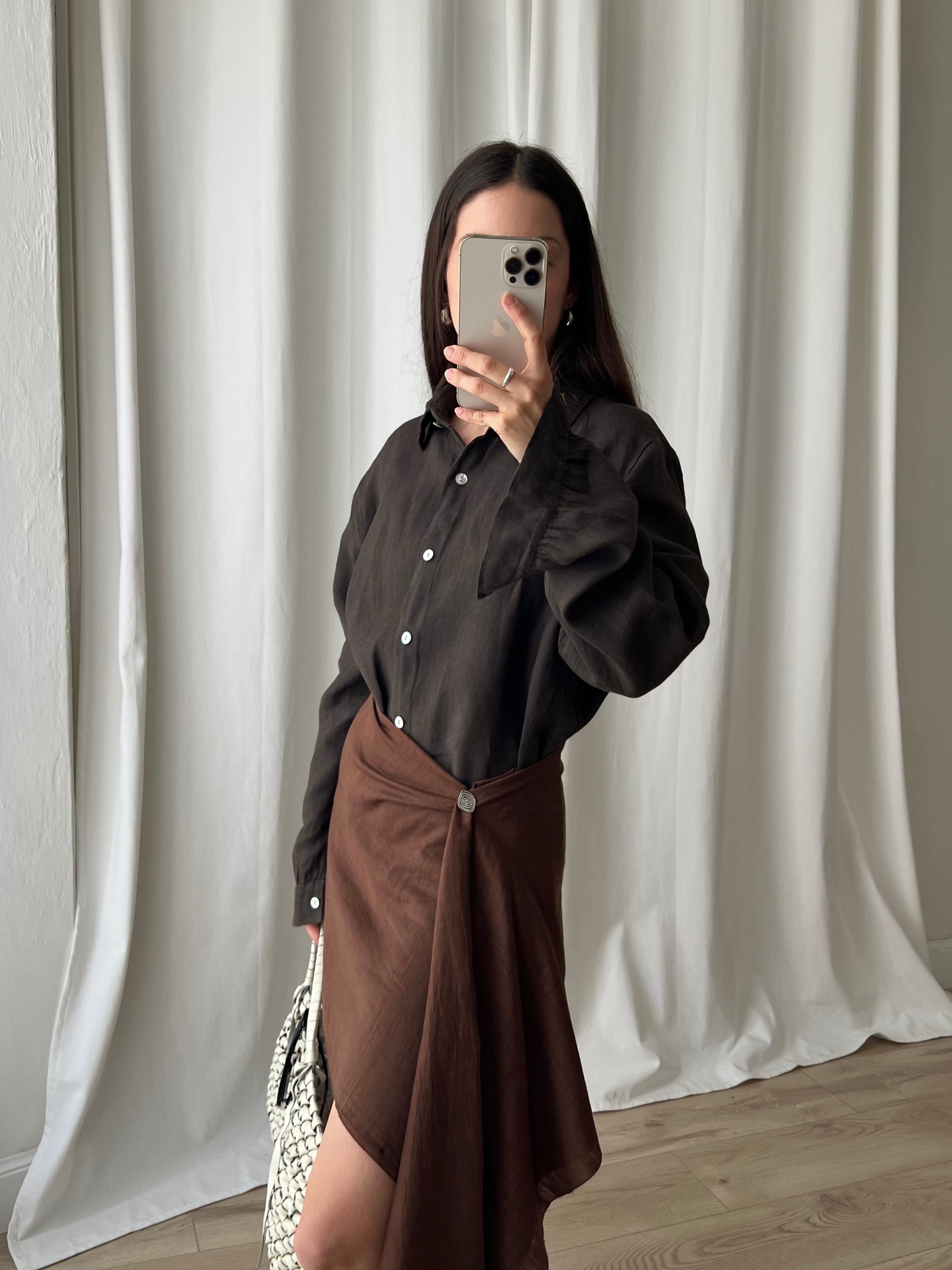 100% Linen comfy shirt - Espresso