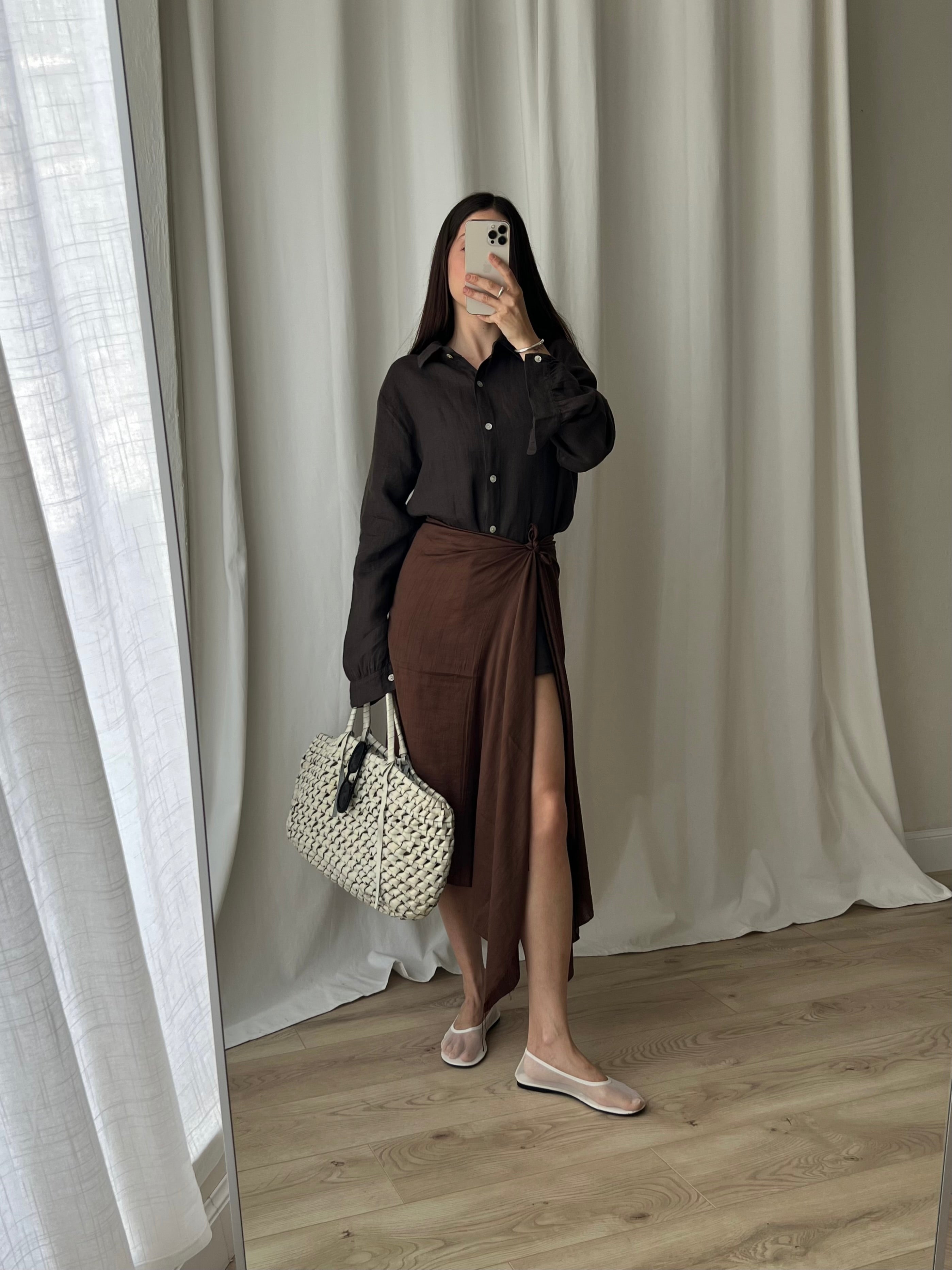 Viscose & silk pareo - Chocolate