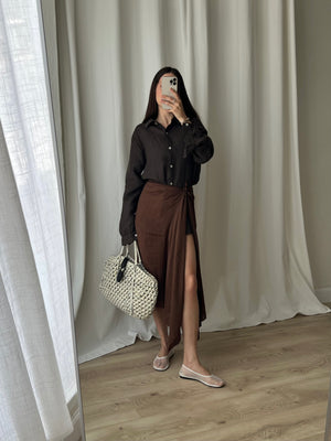 Viscose & silk pareo - Chocolate