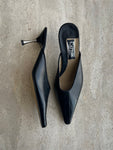 Real leather black mule