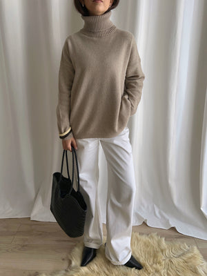 Pure cashmere cosy turtleneck - Beige