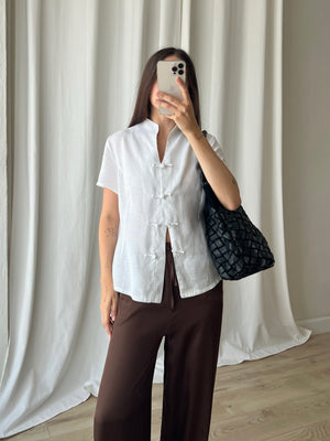 Pure linen oriental white shirt