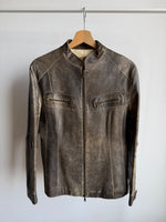 Real leather distressed biker jacket