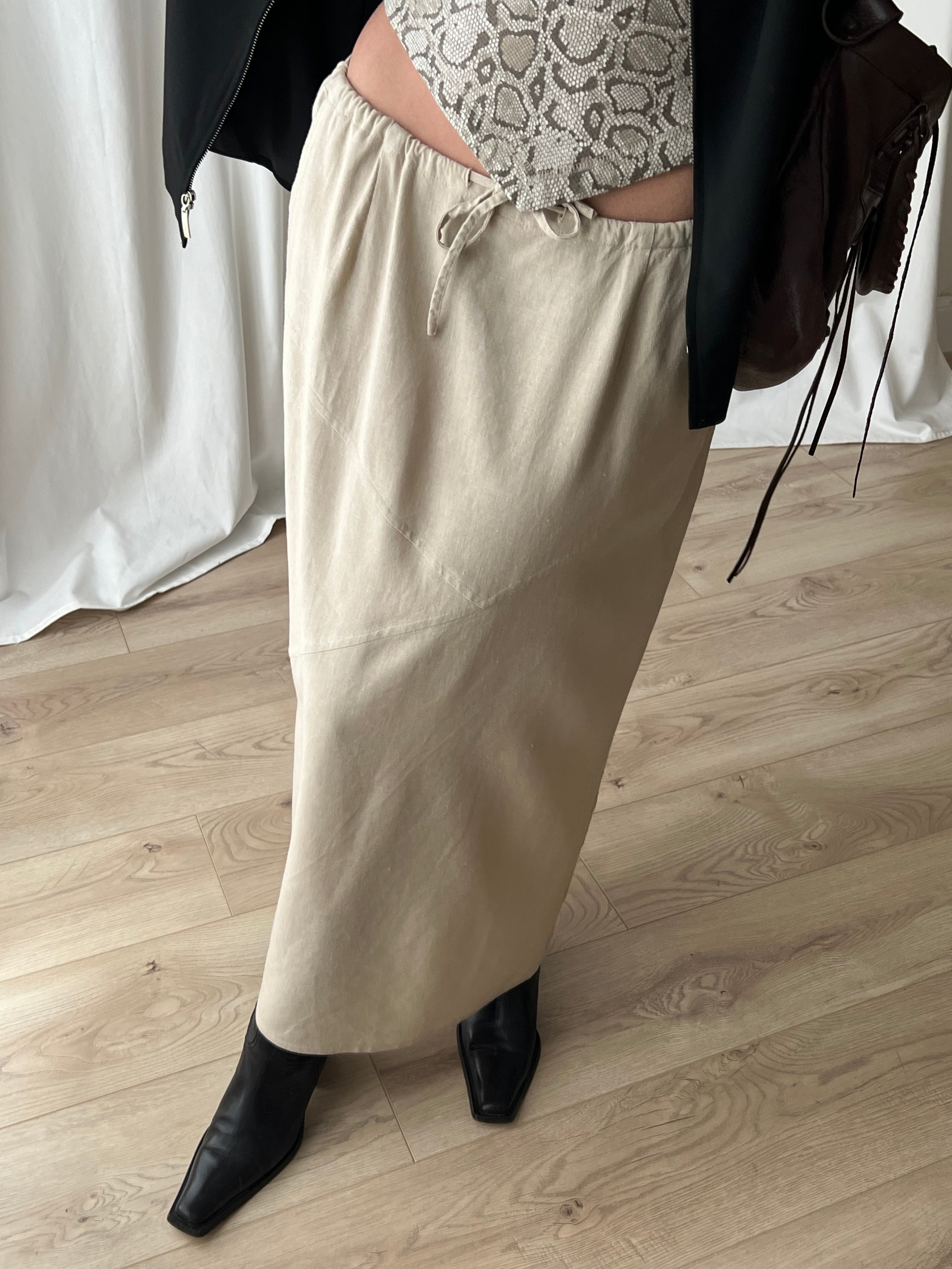 Linen blend beige skirt