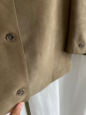 Real suede leather beige jacket