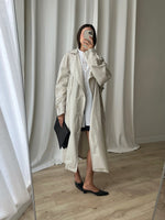 Pure cotton ice white long trench