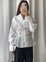 Pure cotton ribbon details white shirt