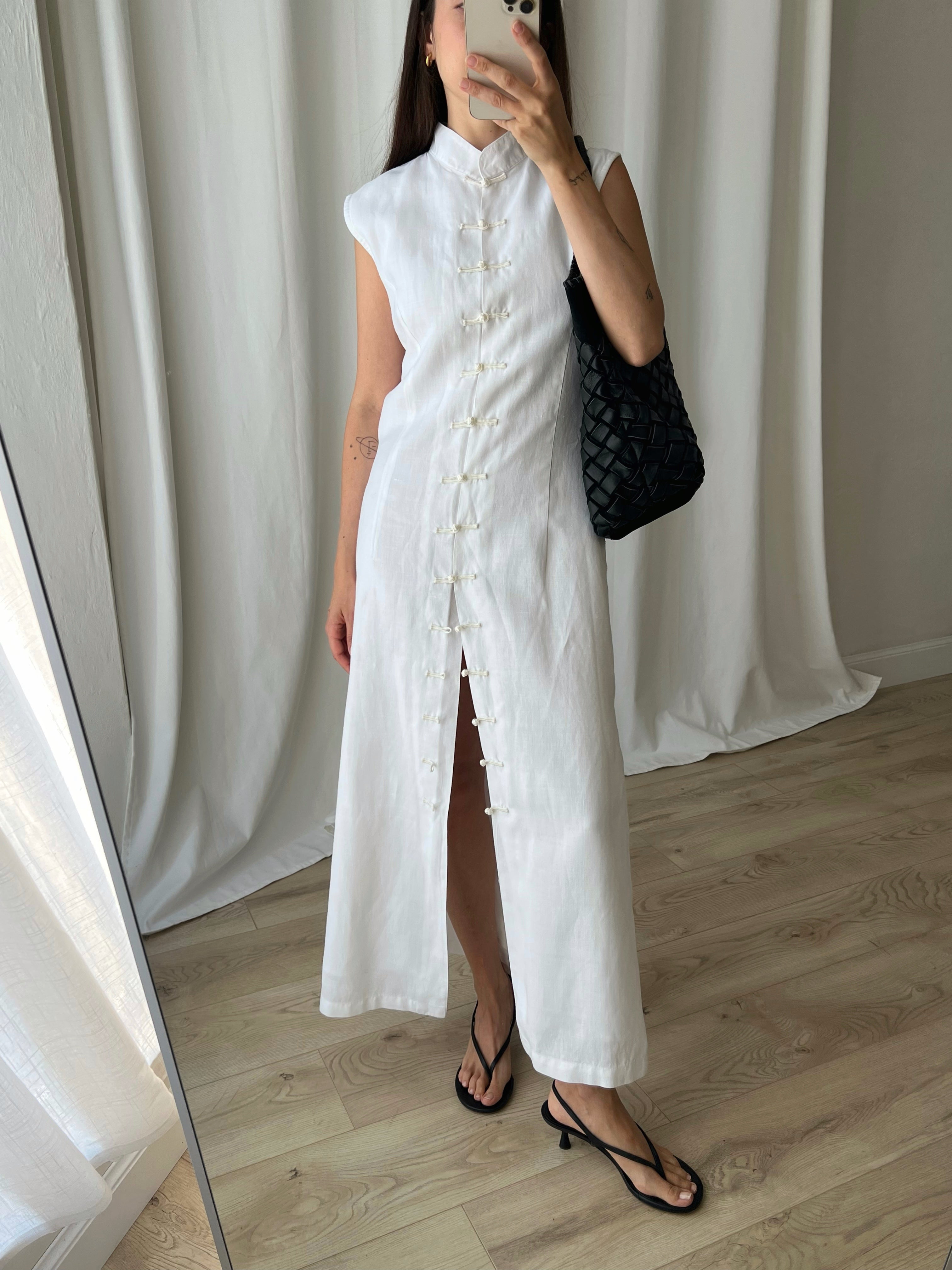 Pure linen oriental long dress